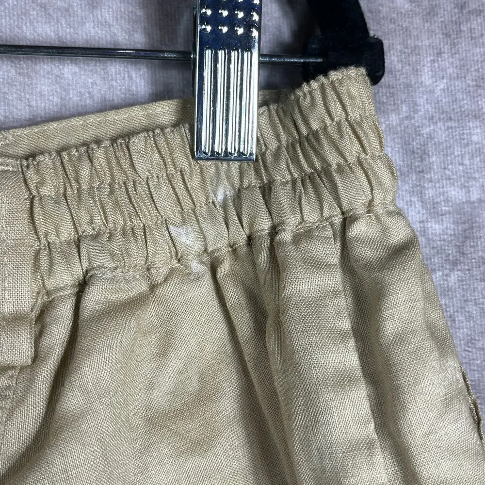 Godbody Linen Pants Mens Size XL Tan Straight Leg Pleated Front‎ Vacation Resort